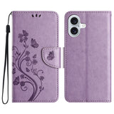 Butterfly Flower Pattern Flip Leather Phone Case, For iPhone 16 Pro, For iPhone 16 Plus, For iPhone 16, For iPhone 15 Pro Max, For iPhone 15 Pro, For iPhone 15 Plus