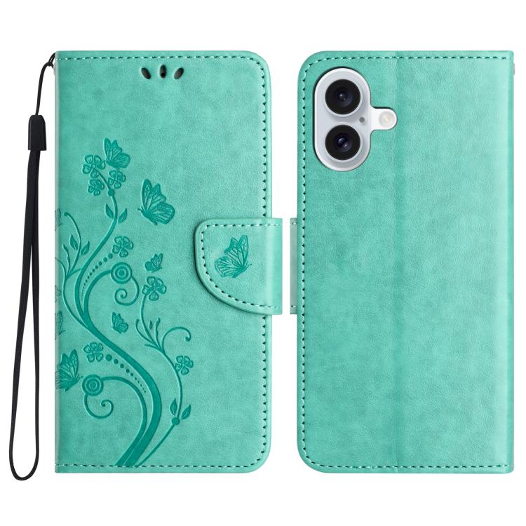 Butterfly Flower Pattern Flip Leather Phone Case, For iPhone 17e / 16e, For iPhone 17 Pro Max, For iPhone 17 Pro, For iPhone 17, For iPhone Air, For iPhone 16 Pro Max
