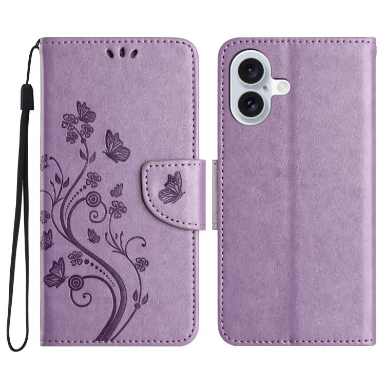 Butterfly Flower Pattern Flip Leather Phone Case, For iPhone 17e / 16e, For iPhone 17 Pro Max, For iPhone 17 Pro, For iPhone 17, For iPhone Air, For iPhone 16 Pro Max