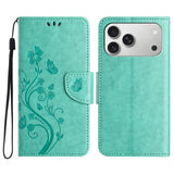 Butterfly Flower Pattern Flip Leather Phone Case, For iPhone 17e / 16e, For iPhone 17 Pro Max, For iPhone 17 Pro, For iPhone 17, For iPhone Air, For iPhone 16 Pro Max