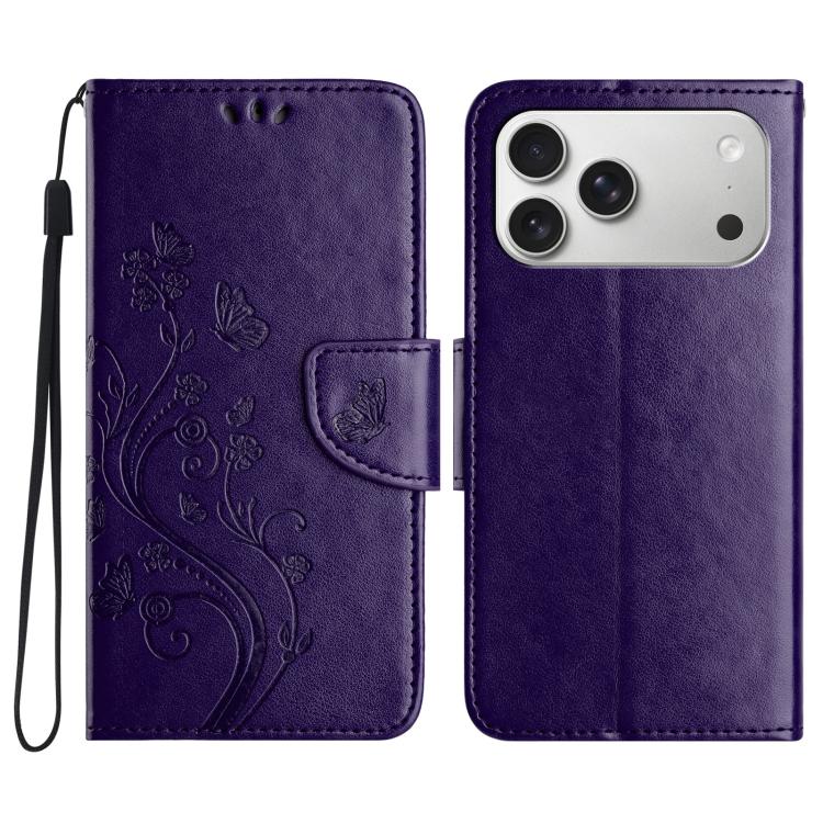 Butterfly Flower Pattern Flip Leather Phone Case, For iPhone 17e / 16e, For iPhone 17 Pro Max, For iPhone 17 Pro, For iPhone 17, For iPhone Air, For iPhone 16 Pro Max