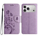 Butterfly Flower Pattern Flip Leather Phone Case, For iPhone 17e / 16e, For iPhone 17 Pro Max, For iPhone 17 Pro, For iPhone 17, For iPhone Air, For iPhone 16 Pro Max