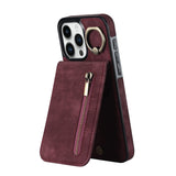 Retro Ring and Zipper RFID Card Slot Phone Case, For iPhone 16 Pro, For iPhone 16 Plus, For iPhone 16, For iPhone 15 Pro Max, For iPhone 15 Pro, For iPhone 15 Plus