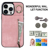 Retro Ring and Zipper RFID Card Slot Phone Case, For iPhone 15