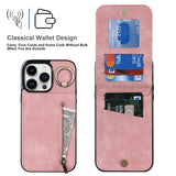 Retro Ring and Zipper RFID Card Slot Phone Case, For iPhone 15