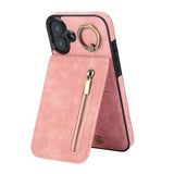 Retro Ring and Zipper RFID Card Slot Phone Case, For iPhone 16 Pro, For iPhone 16 Plus, For iPhone 16, For iPhone 15 Pro Max, For iPhone 15 Pro, For iPhone 15 Plus