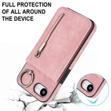 Retro Ring and Zipper RFID Card Slot Phone Case, For iPhone 17e / 16e, For iPhone 17 Pro Max, For iPhone 17 Pro, For iPhone 17, For iPhone Air, For iPhone 16 Pro Max