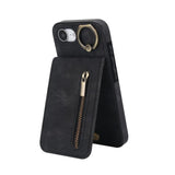 Retro Ring and Zipper RFID Card Slot Phone Case, For iPhone 17e / 16e, For iPhone 17 Pro Max, For iPhone 17 Pro, For iPhone 17, For iPhone Air, For iPhone 16 Pro Max