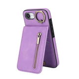 Retro Ring and Zipper RFID Card Slot Phone Case, For iPhone 17e / 16e, For iPhone 17 Pro Max, For iPhone 17 Pro, For iPhone 17, For iPhone Air, For iPhone 16 Pro Max