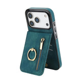 Retro Ring and Zipper RFID Card Slot Phone Case, For iPhone 17e / 16e, For iPhone 17 Pro Max, For iPhone 17 Pro, For iPhone 17, For iPhone Air, For iPhone 16 Pro Max
