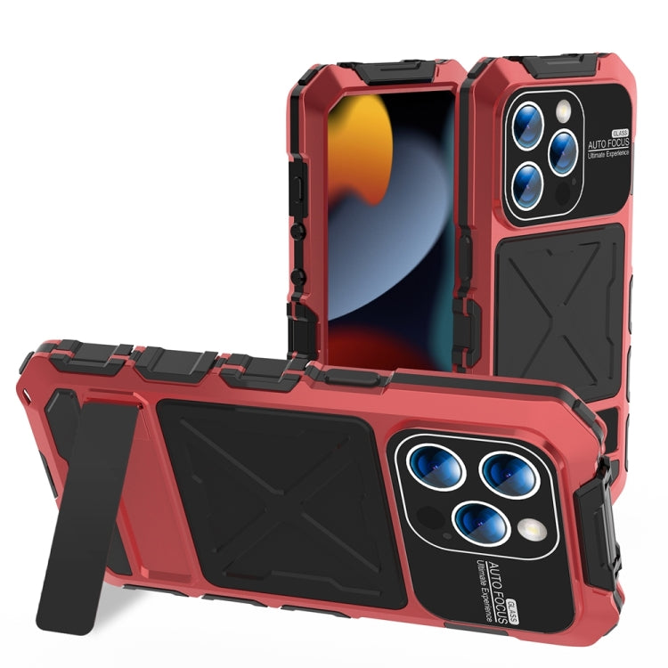 R-JUST Metal + Silicone + Tempered Glass Life Waterproof Phone Case with Holder, For iPhone 17 Pro Max, For iPhone 17 Pro, For iPhone 17, For iPhone Air, For iPhone 15 Pro Max, For iPhone 15 Pro, For iPhone 15 Plus, For iPhone 15