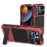 R-JUST Metal + Silicone + Tempered Glass Life Waterproof Phone Case with Holder, For iPhone 17 Pro Max, For iPhone 17 Pro, For iPhone 17, For iPhone Air, For iPhone 15 Pro Max, For iPhone 15 Pro, For iPhone 15 Plus, For iPhone 15