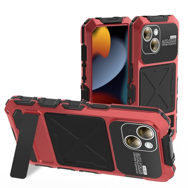 R-JUST Metal + Silicone + Tempered Glass Life Waterproof Phone Case with Holder, For iPhone 17 Pro Max, For iPhone 17 Pro, For iPhone 17, For iPhone Air, For iPhone 15 Pro Max, For iPhone 15 Pro, For iPhone 15 Plus, For iPhone 15