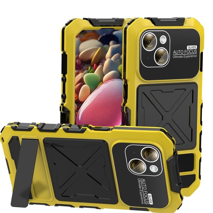 R-JUST Metal + Silicone + Tempered Glass Life Waterproof Phone Case with Holder, For iPhone 17 Pro Max, For iPhone 17 Pro, For iPhone 17, For iPhone Air, For iPhone 15 Pro Max, For iPhone 15 Pro, For iPhone 15 Plus, For iPhone 15
