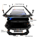 R-JUST Metal + Silicone + Tempered Glass Life Waterproof Phone Case with Holder, For iPhone 17 Pro Max, For iPhone 17 Pro, For iPhone 17, For iPhone Air, For iPhone 15 Pro Max, For iPhone 15 Pro, For iPhone 15 Plus, For iPhone 15