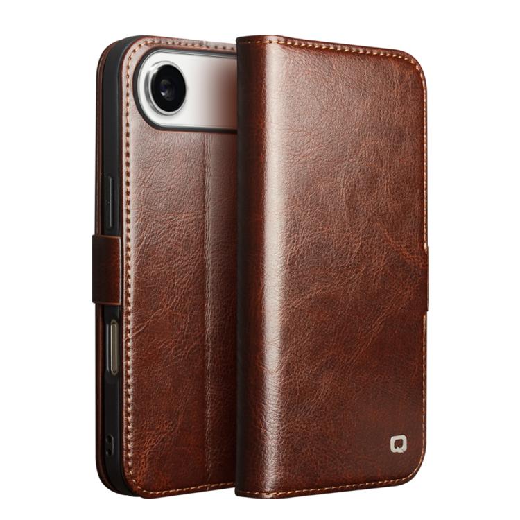 QIALINO Classic 103 Buckle Genuine Leather Phone Case, For iPhone 18 Pro, For iPhone 18 Pro Max, For iPhone 17e / 16e, For iPhone 17 Pro Max, For iPhone 17 Pro, For iPhone 17, For iPhone Air, For iPhone 15 Pro Max, For iPhone 15 Plus