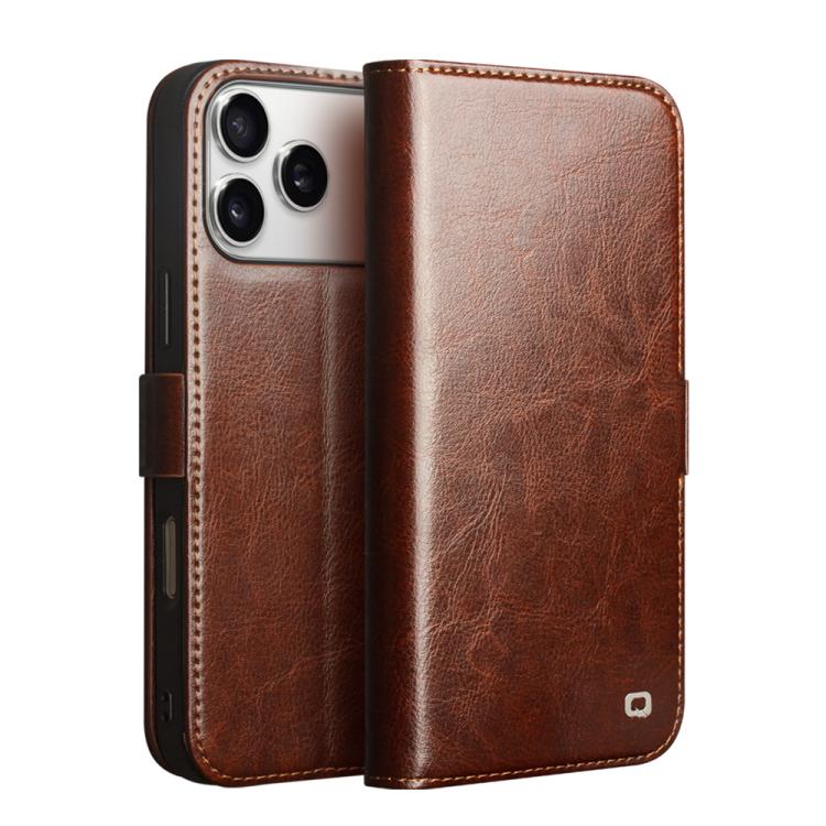 QIALINO Classic 103 Buckle Genuine Leather Phone Case, For iPhone 18 Pro, For iPhone 18 Pro Max, For iPhone 17e / 16e, For iPhone 17 Pro Max, For iPhone 17 Pro, For iPhone 17, For iPhone Air, For iPhone 15 Pro Max, For iPhone 15 Plus