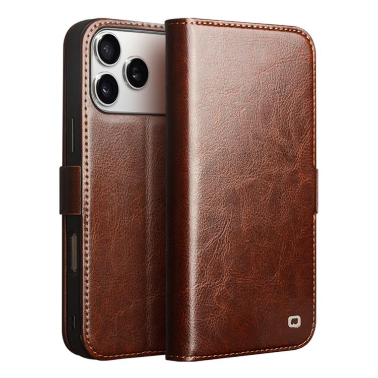 QIALINO Classic 103 Buckle Genuine Leather Phone Case, For iPhone 18 Pro, For iPhone 18 Pro Max, For iPhone 17e / 16e, For iPhone 17 Pro Max, For iPhone 17 Pro, For iPhone 17, For iPhone Air, For iPhone 15 Pro Max, For iPhone 15 Plus
