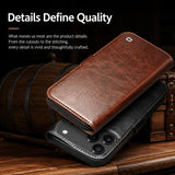 QIALINO Classic 103 Buckle Genuine Leather Phone Case, For iPhone 18 Pro, For iPhone 18 Pro Max, For iPhone 17e / 16e, For iPhone 17 Pro Max, For iPhone 17 Pro, For iPhone 17, For iPhone Air, For iPhone 15 Pro Max, For iPhone 15 Plus