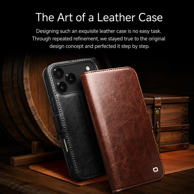 QIALINO Classic 103 Buckle Genuine Leather Phone Case, For iPhone 18 Pro, For iPhone 18 Pro Max, For iPhone 17e / 16e, For iPhone 17 Pro Max, For iPhone 17 Pro, For iPhone 17, For iPhone Air, For iPhone 15 Pro Max, For iPhone 15 Plus