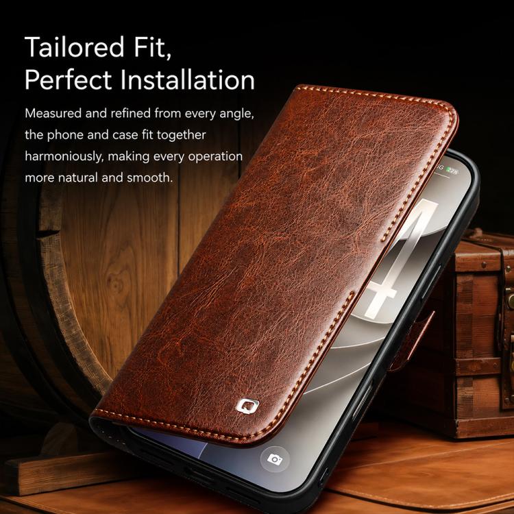 QIALINO Classic 103 Buckle Genuine Leather Phone Case, For iPhone 18 Pro, For iPhone 18 Pro Max, For iPhone 17e / 16e, For iPhone 17 Pro Max, For iPhone 17 Pro, For iPhone 17, For iPhone Air, For iPhone 15 Pro Max, For iPhone 15 Plus