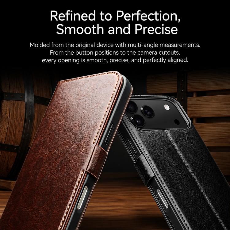 QIALINO Classic 103 Buckle Genuine Leather Phone Case, For iPhone 18 Pro, For iPhone 18 Pro Max, For iPhone 17e / 16e, For iPhone 17 Pro Max, For iPhone 17 Pro, For iPhone 17, For iPhone Air, For iPhone 15 Pro Max, For iPhone 15 Plus