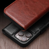 QIALINO Classic 103 Buckle Genuine Leather Phone Case, For iPhone 18 Pro, For iPhone 18 Pro Max, For iPhone 17e / 16e, For iPhone 17 Pro Max, For iPhone 17 Pro, For iPhone 17, For iPhone Air, For iPhone 15 Pro Max, For iPhone 15 Plus