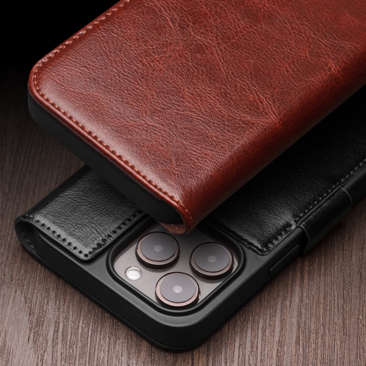 QIALINO Classic 103 Buckle Genuine Leather Phone Case, For iPhone 18 Pro, For iPhone 18 Pro Max, For iPhone 17e / 16e, For iPhone 17 Pro Max, For iPhone 17 Pro, For iPhone 17, For iPhone Air, For iPhone 15 Pro Max, For iPhone 15 Plus