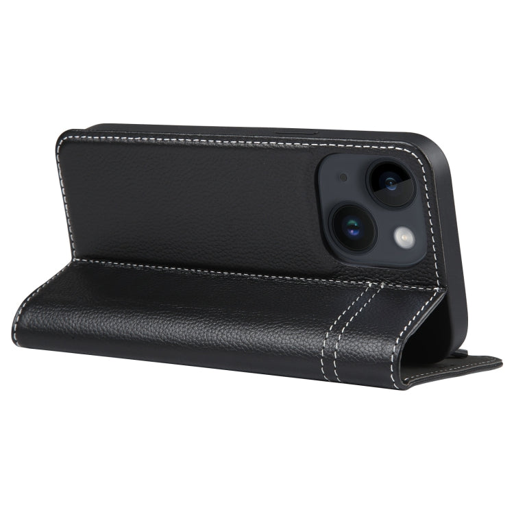 GEBEI Top-grain Horizontal Flip Leather Phone Case, For iPhone 15