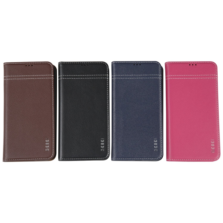 GEBEI Top-grain Horizontal Flip Leather Phone Case, For iPhone 15