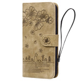 Cartoon Sakura Cat Embossed Leather Phone Case, For iPhone 15 Pro Max, For iPhone 15 Pro, For iPhone 15 Plus, For iPhone 15, For iPhone 14 Plus, For iPhone 14, For iPhone 14 Pro, For iPhone 14 Pro Max