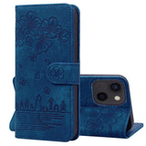 Cartoon Sakura Cat Embossed Leather Phone Case, For iPhone 15 Pro Max, For iPhone 15 Pro, For iPhone 15 Plus, For iPhone 15, For iPhone 14 Plus, For iPhone 14, For iPhone 14 Pro, For iPhone 14 Pro Max