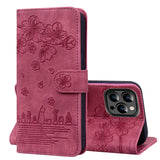 Cartoon Sakura Cat Embossed Leather Phone Case, For iPhone 15 Pro Max, For iPhone 15 Pro, For iPhone 15 Plus, For iPhone 15, For iPhone 14 Plus, For iPhone 14, For iPhone 14 Pro, For iPhone 14 Pro Max