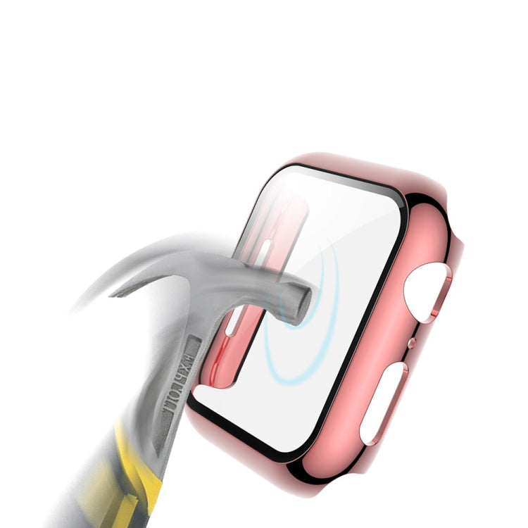 Electroplated PC Case + Tempered Film Integrated Protective Cover, For Apple Watch Series 3 & 2 & 1 38mm, For Apple Watch Series 3 & 2 & 1  42mm, For Apple Watch Series 5 & 4 40mm, For Apple Watch Series 5 & 4 44mm