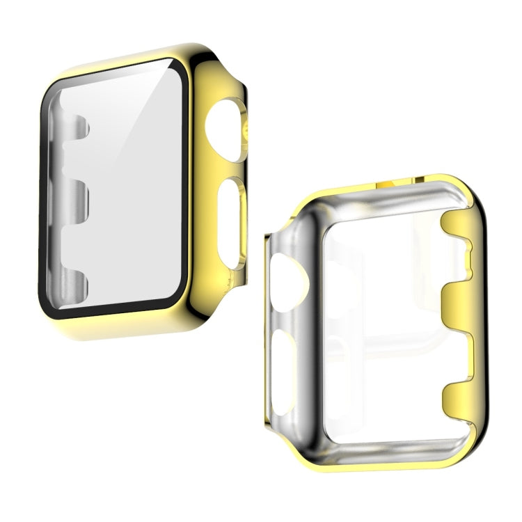 Electroplated PC Case + Tempered Film Integrated Protective Cover, For Apple Watch Series 3 & 2 & 1 38mm, For Apple Watch Series 3 & 2 & 1  42mm, For Apple Watch Series 5 & 4 40mm, For Apple Watch Series 5 & 4 44mm