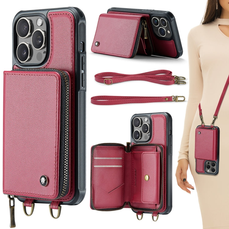 JEEHOOD C22 Series Zipper Wallet Leather Phone Case with Dual Lanyard, For iPhone 17 Pro Max, For iPhone 17 Pro, For iPhone Air, For iPhone 16 Pro Max, For iPhone 16 Pro, For iPhone 16 Plus, For iPhone 16, For iPhone 15 Pro Max