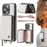 JEEHOOD C22 Series Zipper Wallet Leather Phone Case with Dual Lanyard, For iPhone 17 Pro Max, For iPhone 17 Pro, For iPhone Air, For iPhone 16 Pro Max, For iPhone 16 Pro, For iPhone 16 Plus, For iPhone 16, For iPhone 15 Pro Max