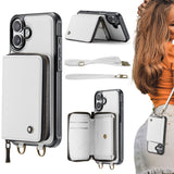 JEEHOOD C22 Series Zipper Wallet Leather Phone Case with Dual Lanyard, For iPhone 17 Pro Max, For iPhone 17 Pro, For iPhone Air, For iPhone 16 Pro Max, For iPhone 16 Pro, For iPhone 16 Plus, For iPhone 16, For iPhone 15 Pro Max