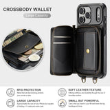 JEEHOOD C22 Series Zipper Wallet Leather Phone Case with Dual Lanyard, For iPhone 17 Pro Max, For iPhone 17 Pro, For iPhone Air, For iPhone 16 Pro Max, For iPhone 16 Pro, For iPhone 16 Plus, For iPhone 16, For iPhone 15 Pro Max