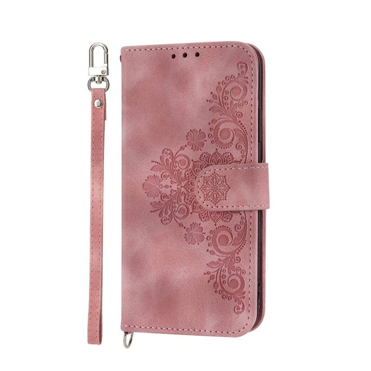 Skin-feel Flowers Embossed Wallet Leather Phone Case, For iPhone 15 Pro Max, For iPhone 15 Pro, For iPhone 15 Plus, For iPhone 15