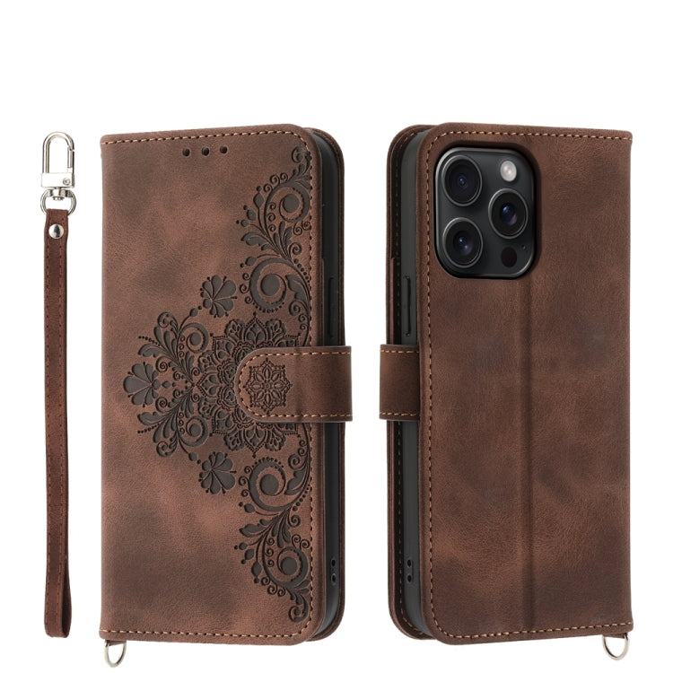 Skin-feel Flowers Embossed Wallet Leather Phone Case, For iPhone 15 Pro Max, For iPhone 15 Pro, For iPhone 15 Plus, For iPhone 15