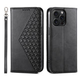 Cubic Grid Calf Texture Magnetic Leather Phone Case, For iPhone 16, For iPhone 15 Pro Max, For iPhone 15 Pro, For iPhone 15 Plus, For iPhone 15