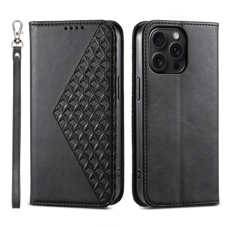 Cubic Grid Calf Texture Magnetic Leather Phone Case, For iPhone 16, For iPhone 15 Pro Max, For iPhone 15 Pro, For iPhone 15 Plus, For iPhone 15
