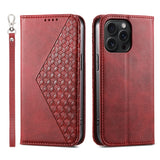 Cubic Grid Calf Texture Magnetic Leather Phone Case, For iPhone 16, For iPhone 15 Pro Max, For iPhone 15 Pro, For iPhone 15 Plus, For iPhone 15