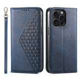Cubic Grid Calf Texture Magnetic Leather Phone Case, For iPhone 16, For iPhone 15 Pro Max, For iPhone 15 Pro, For iPhone 15 Plus, For iPhone 15