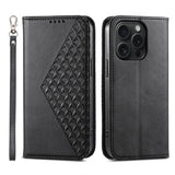 Cubic Grid Calf Texture Magnetic Leather Phone Case, For iPhone 16, For iPhone 15 Pro Max, For iPhone 15 Pro, For iPhone 15 Plus, For iPhone 15