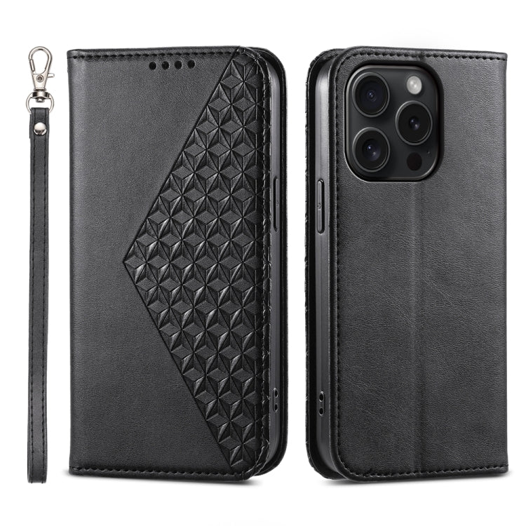 Cubic Grid Calf Texture Magnetic Leather Phone Case, For iPhone 16, For iPhone 15 Pro Max, For iPhone 15 Pro, For iPhone 15 Plus, For iPhone 15