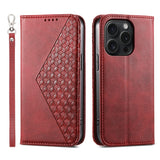 Cubic Grid Calf Texture Magnetic Leather Phone Case, For iPhone 16, For iPhone 15 Pro Max, For iPhone 15 Pro, For iPhone 15 Plus, For iPhone 15