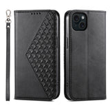 Cubic Grid Calf Texture Magnetic Leather Phone Case, For iPhone 16, For iPhone 15 Pro Max, For iPhone 15 Pro, For iPhone 15 Plus, For iPhone 15