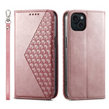 Cubic Grid Calf Texture Magnetic Leather Phone Case, For iPhone 16, For iPhone 15 Pro Max, For iPhone 15 Pro, For iPhone 15 Plus, For iPhone 15